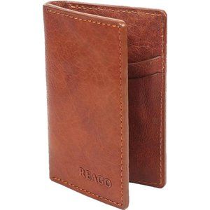 REAGO Handcrafted Front Pocket Fit Vintage Leather Slim RFID Bifold wallet